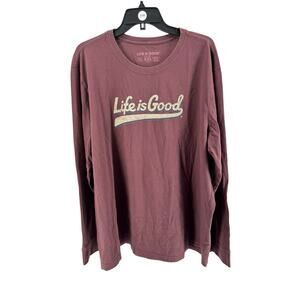 Life Is Good Men's Burgundy Long Sleeve Crusher T-Shirt Size XXL